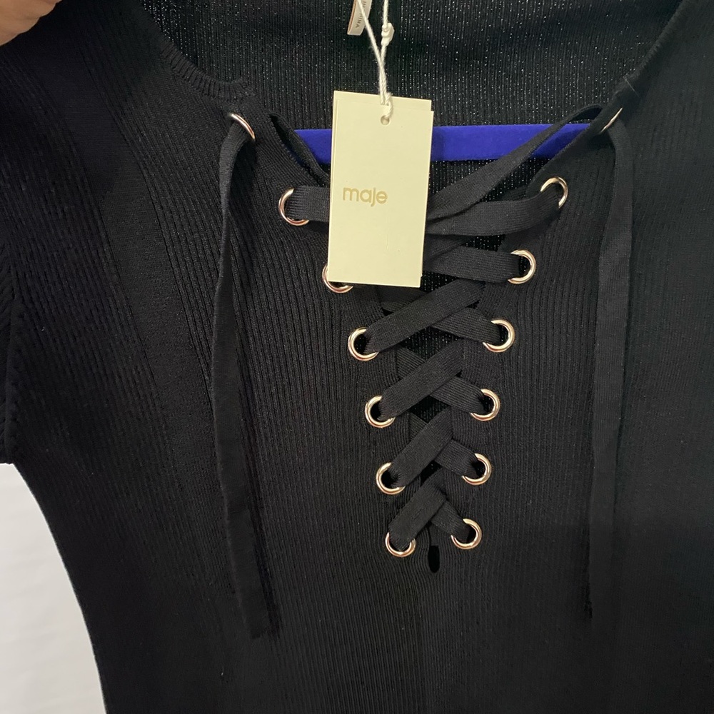 Maje Top... Front Tie w/ gold hardware as shown...